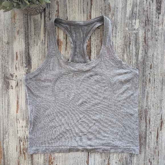 Lululemon Swiftly Tech Cropped Racerback Tank Top 2.0 Gray Women's 10 - Picture 3 of 7